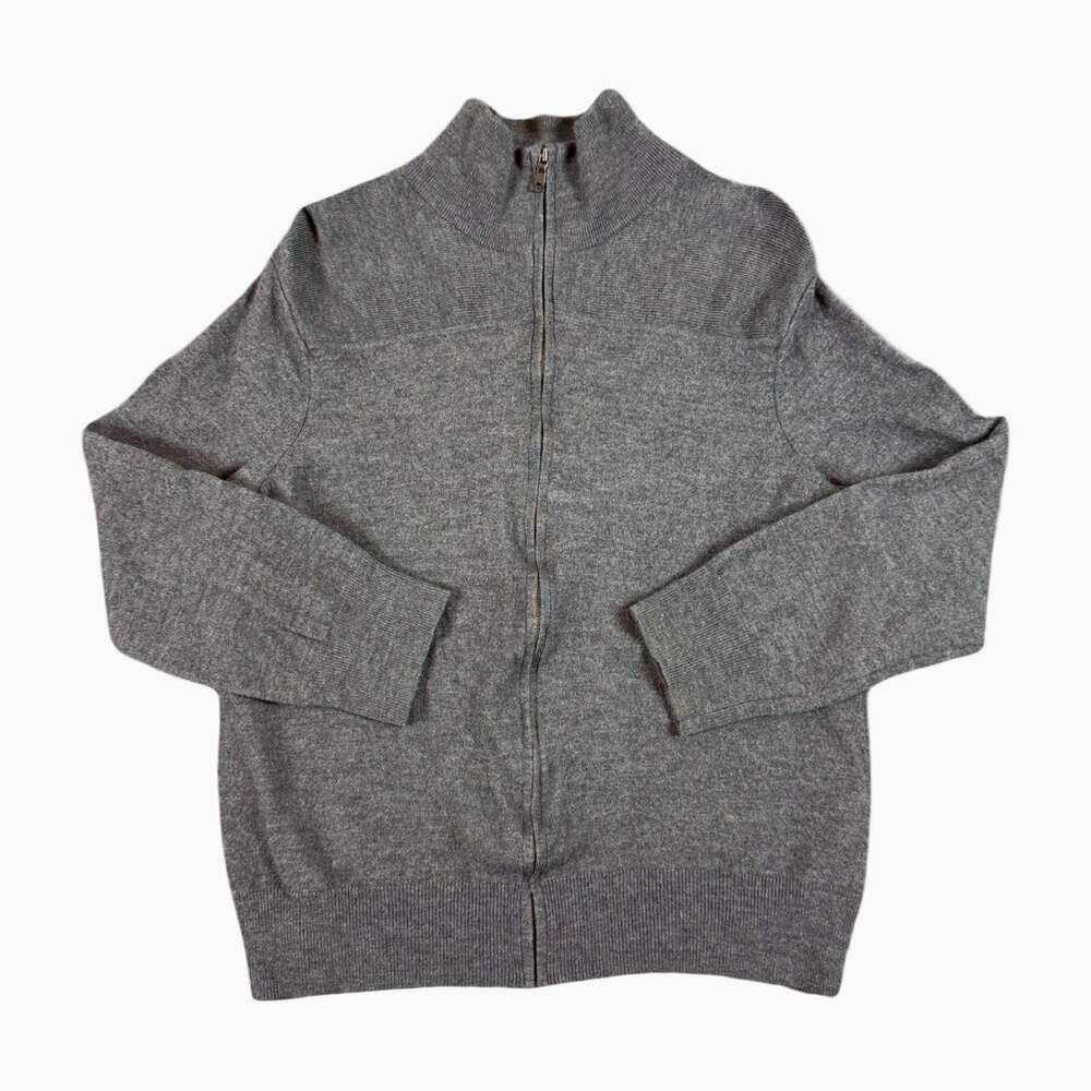 Banana Republic Women’s Merino Wool Knit Full Zip Mock Neck Cardigan Gray L
